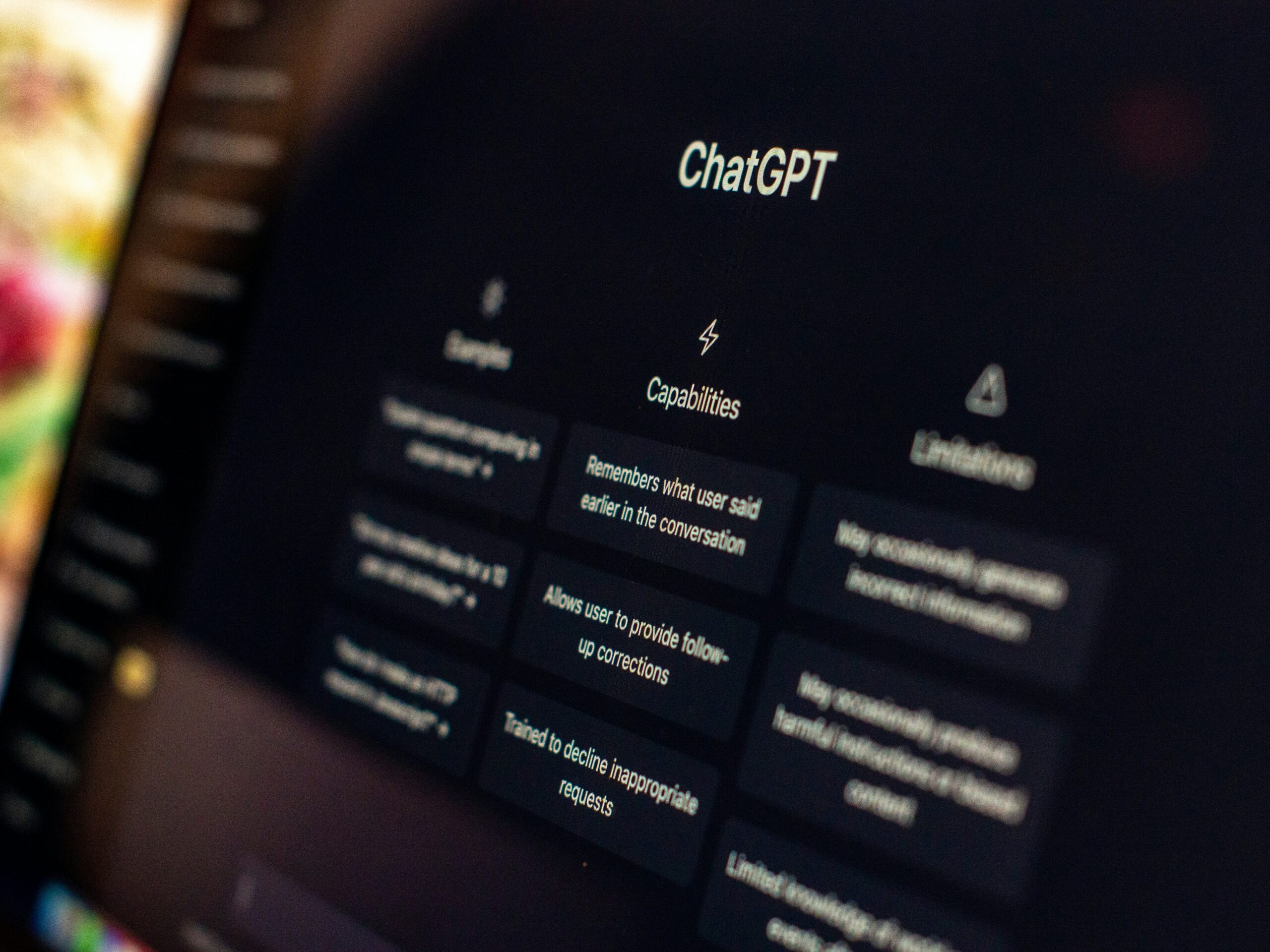 Lap top screen of Chat GPT open