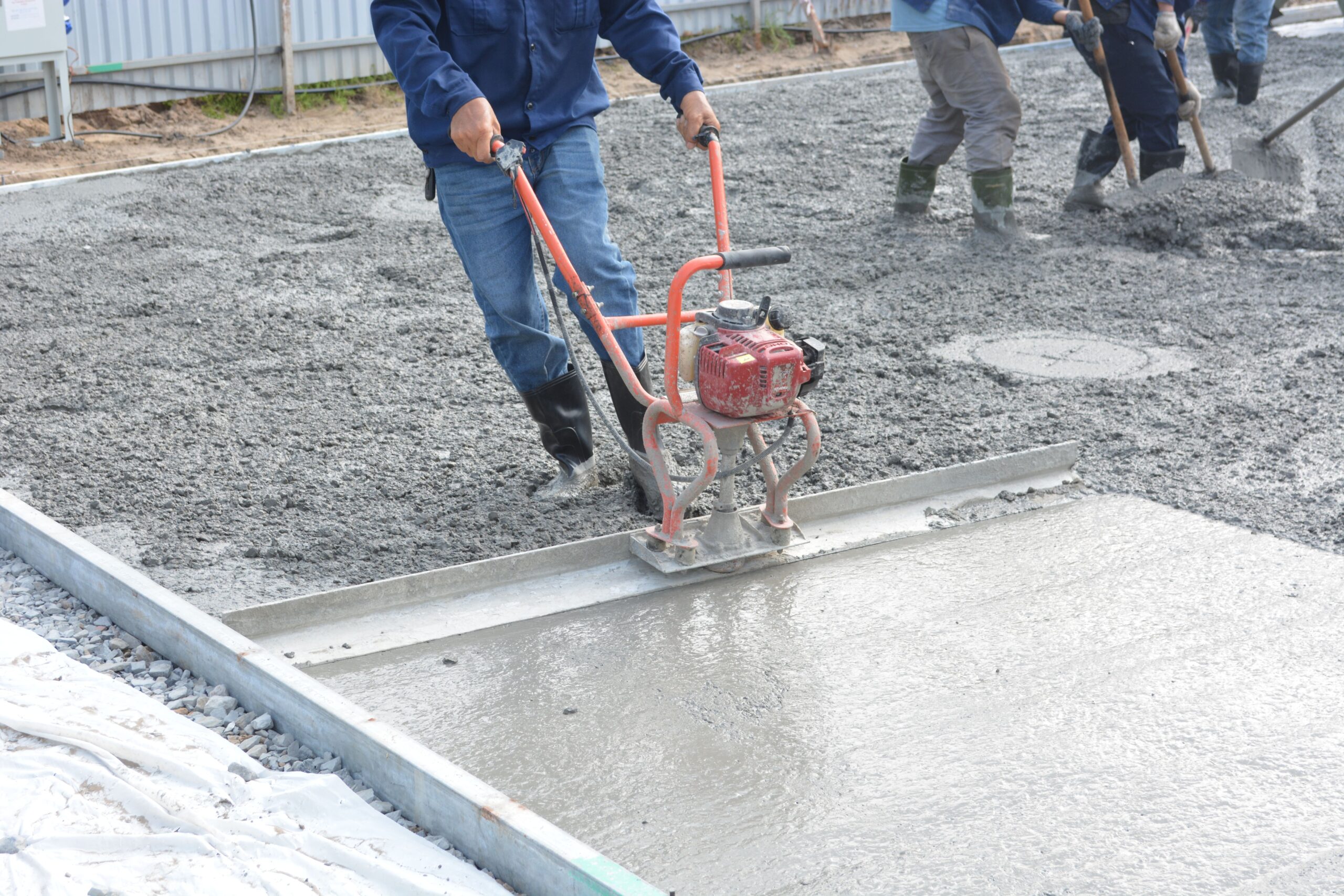 concrete work being done on the ground